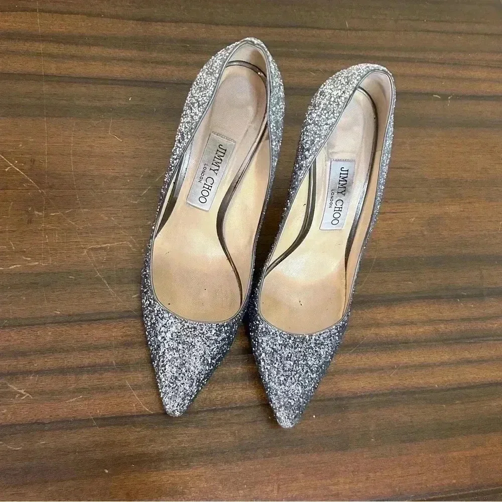 Jimmy Choo Romy Glitter Ombre Pump Size 8.5